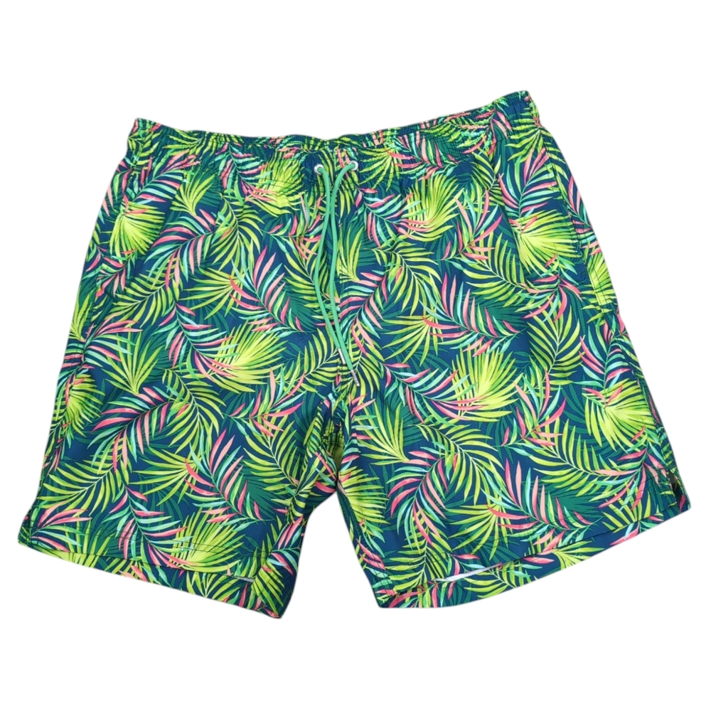 Lands' End 8" Volley swim trunks, NWT, Palm leaves Hawaiian, men's XL 40-42